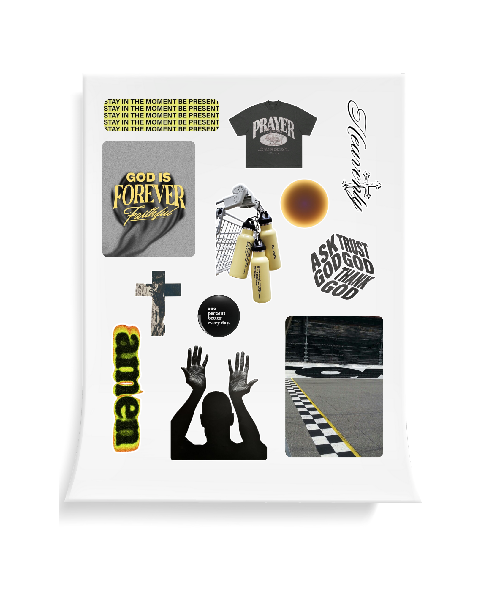 Pray First Epoxy Sticker Set